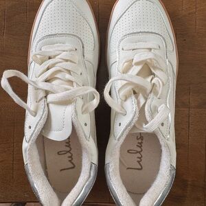 Lulu's Cream and Silver Sneakers